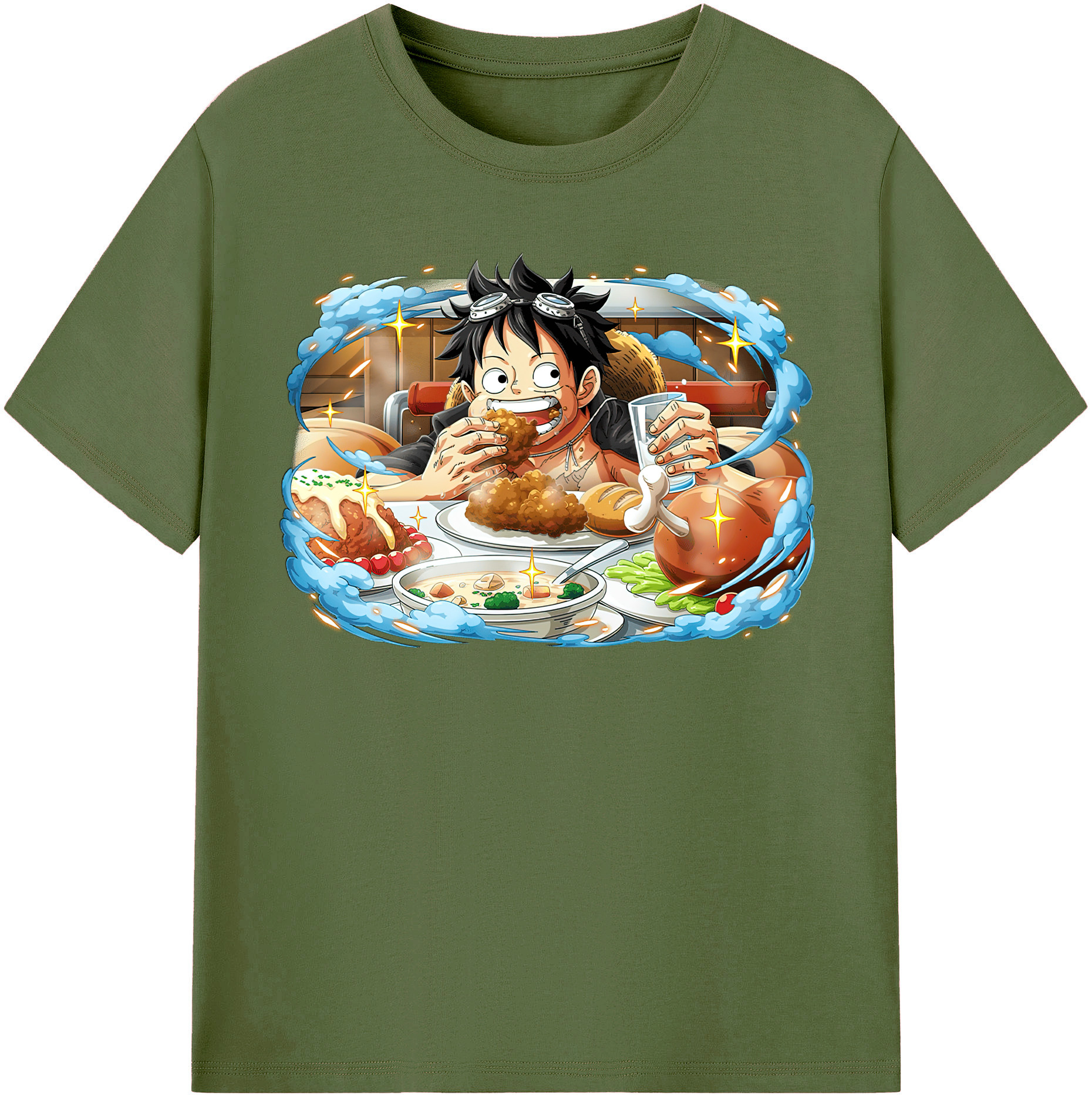 ワンピース モンキー・D・ルフィ ONE PIECE Monkey D. Luffy 綿100％半袖Tシャツ（フロントプリント）